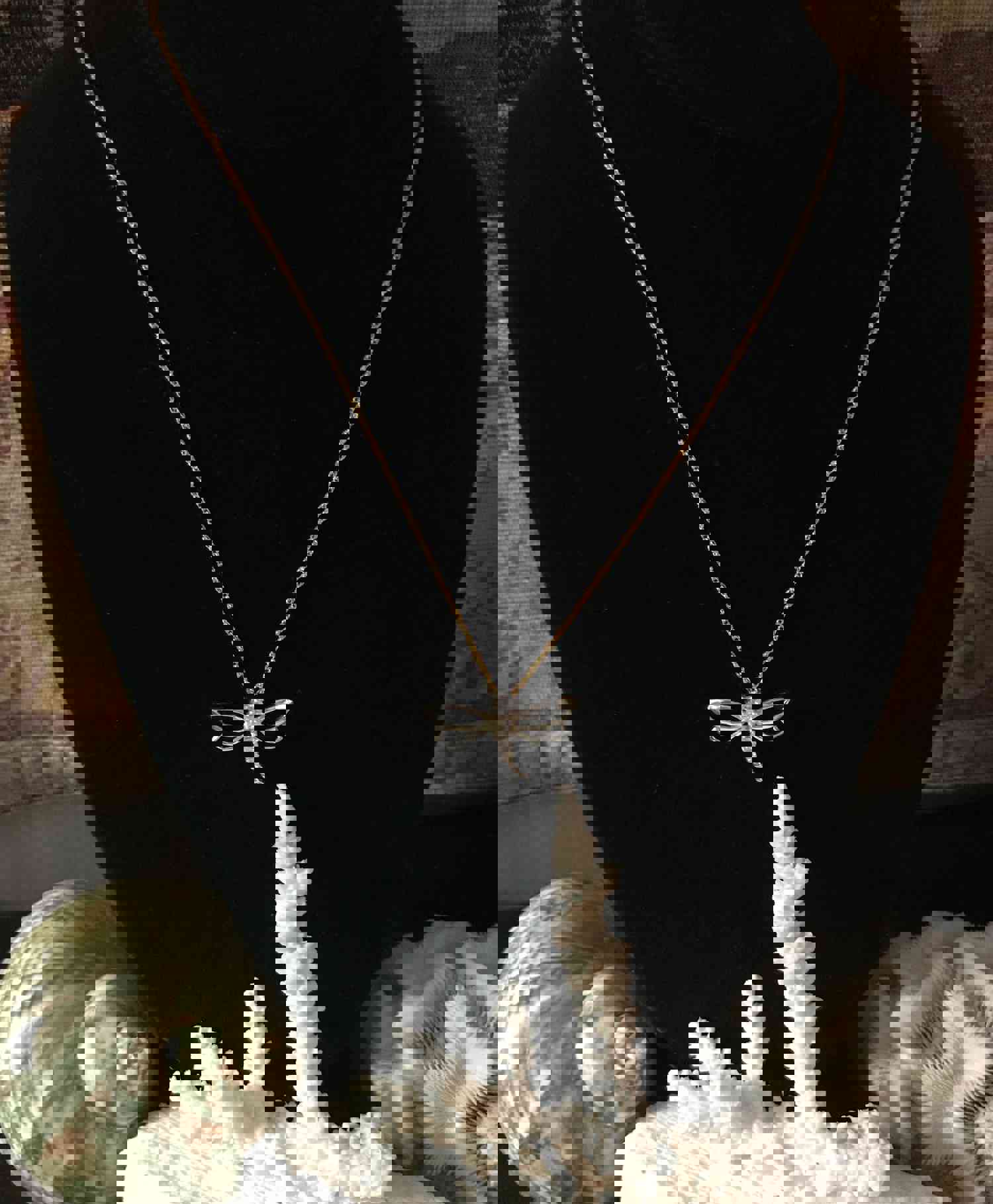 Sterling Silver Dragonfly Pendant 14K Necklace