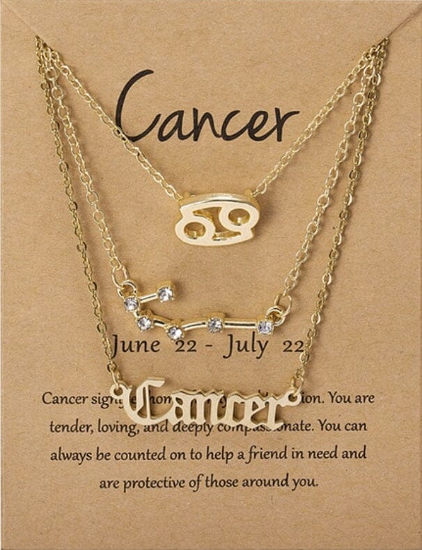 Women Girls 3 pcs Zodiac 12 Constellation Sign Pendant Astrology Necklace Set