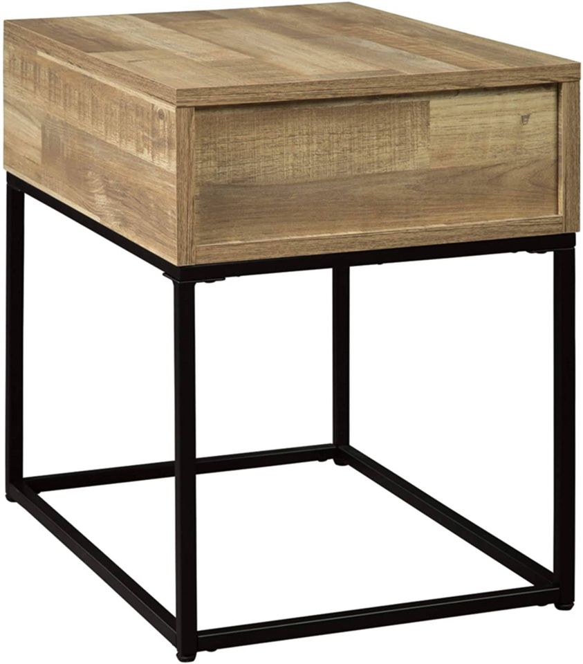 Urban Rectangular End Table with Storage, Natural Brown
