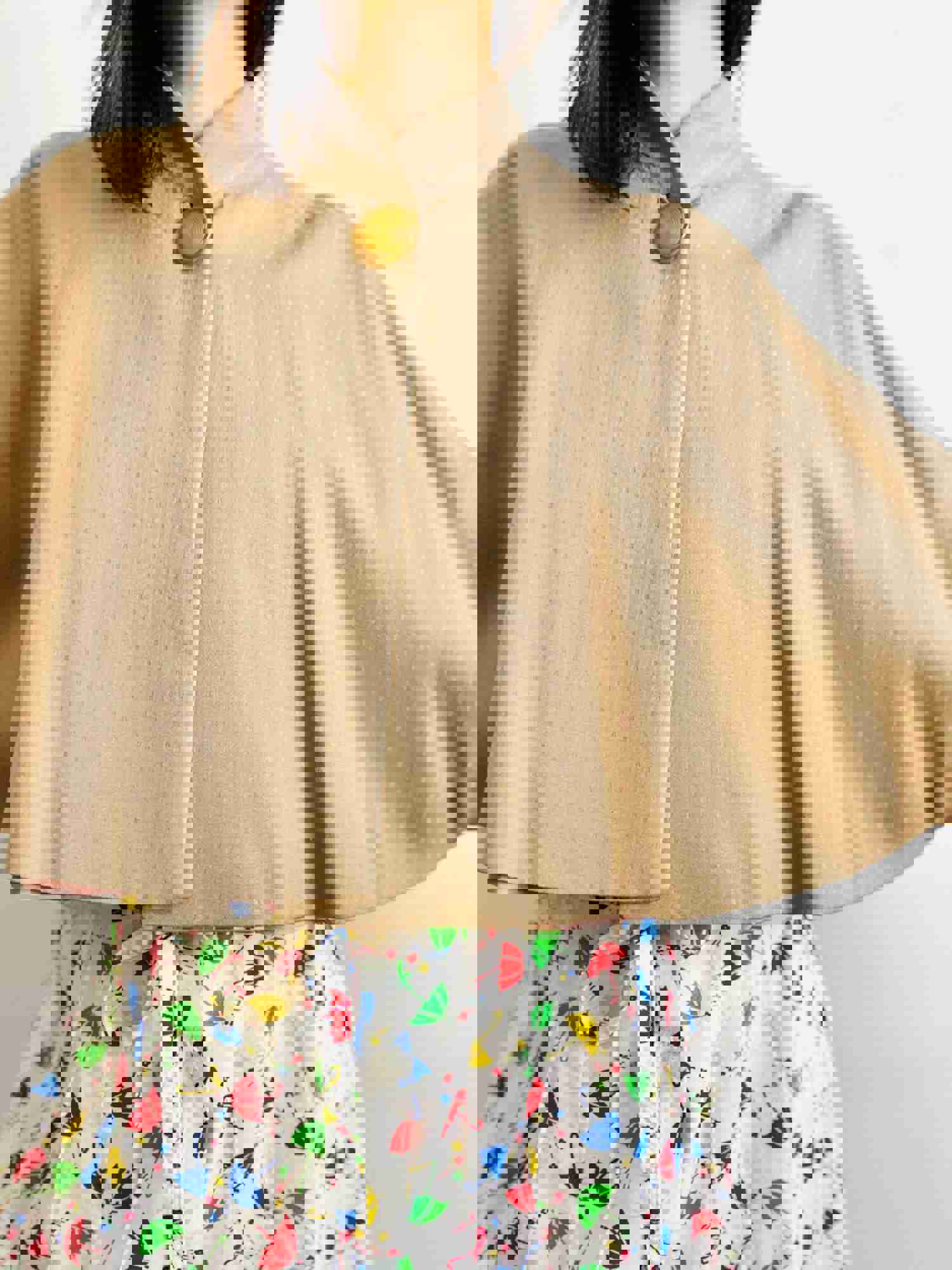 Vintage 1950s Dolman Sleeves Wool Caplet Jacket