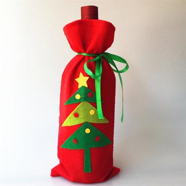 Christmas Tree Style Champagne Wine Bottle Cover Bag - Red Party Decor