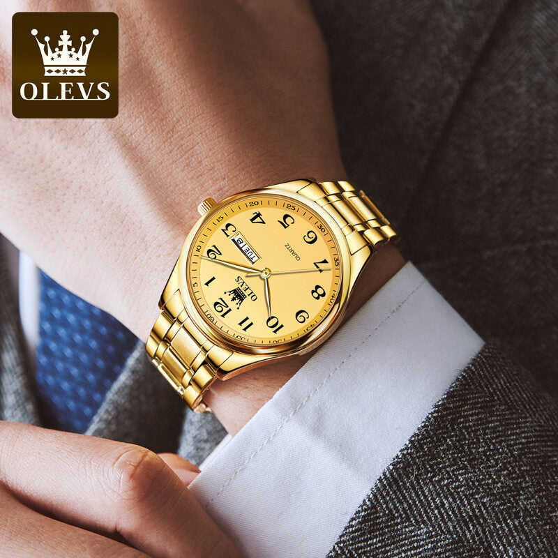 OLEVS 5567 Fashion Waterproof Steel Strap Calendar Business Quartz Casual Watch for Men and Women