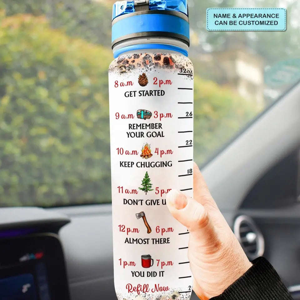 Personalized Custom Water Tracker Bottle - Motivational Hydration Bottle for Camping & Daily Use