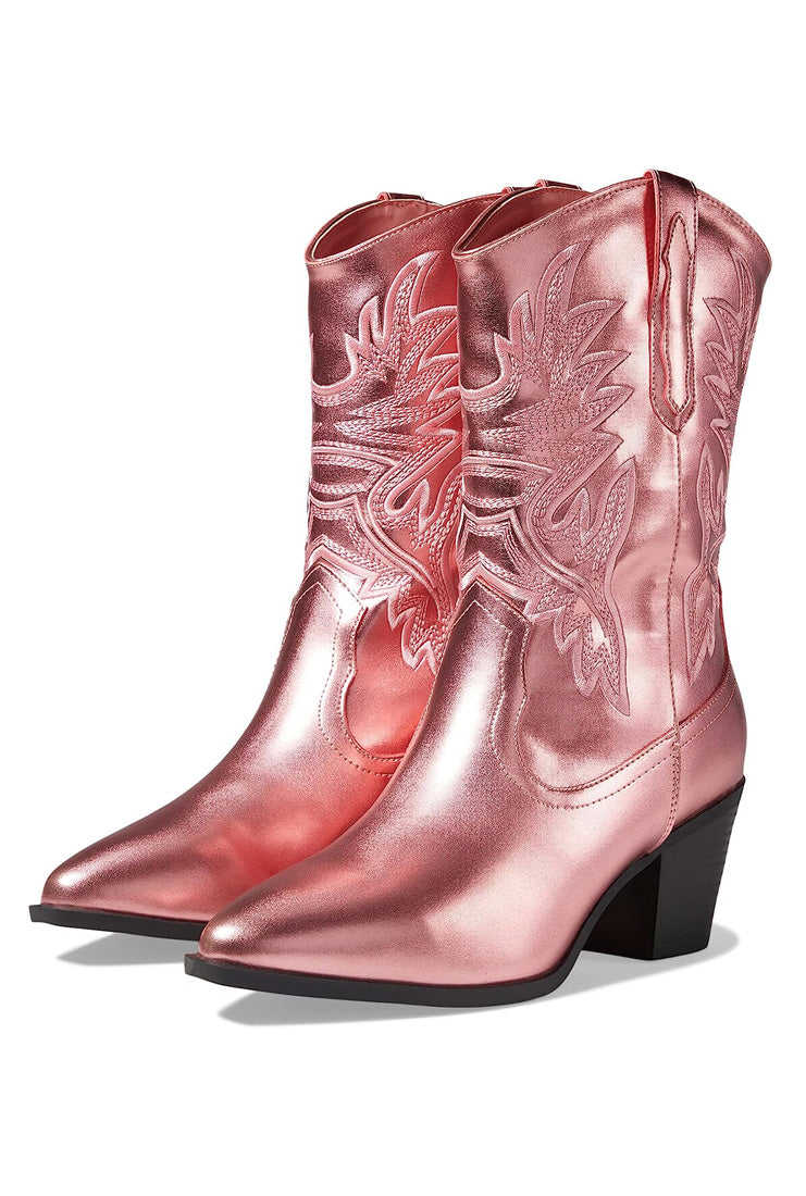 Oakley Pink Metallic Cowgirl Boots - Western-Inspired Fashion Footwear
