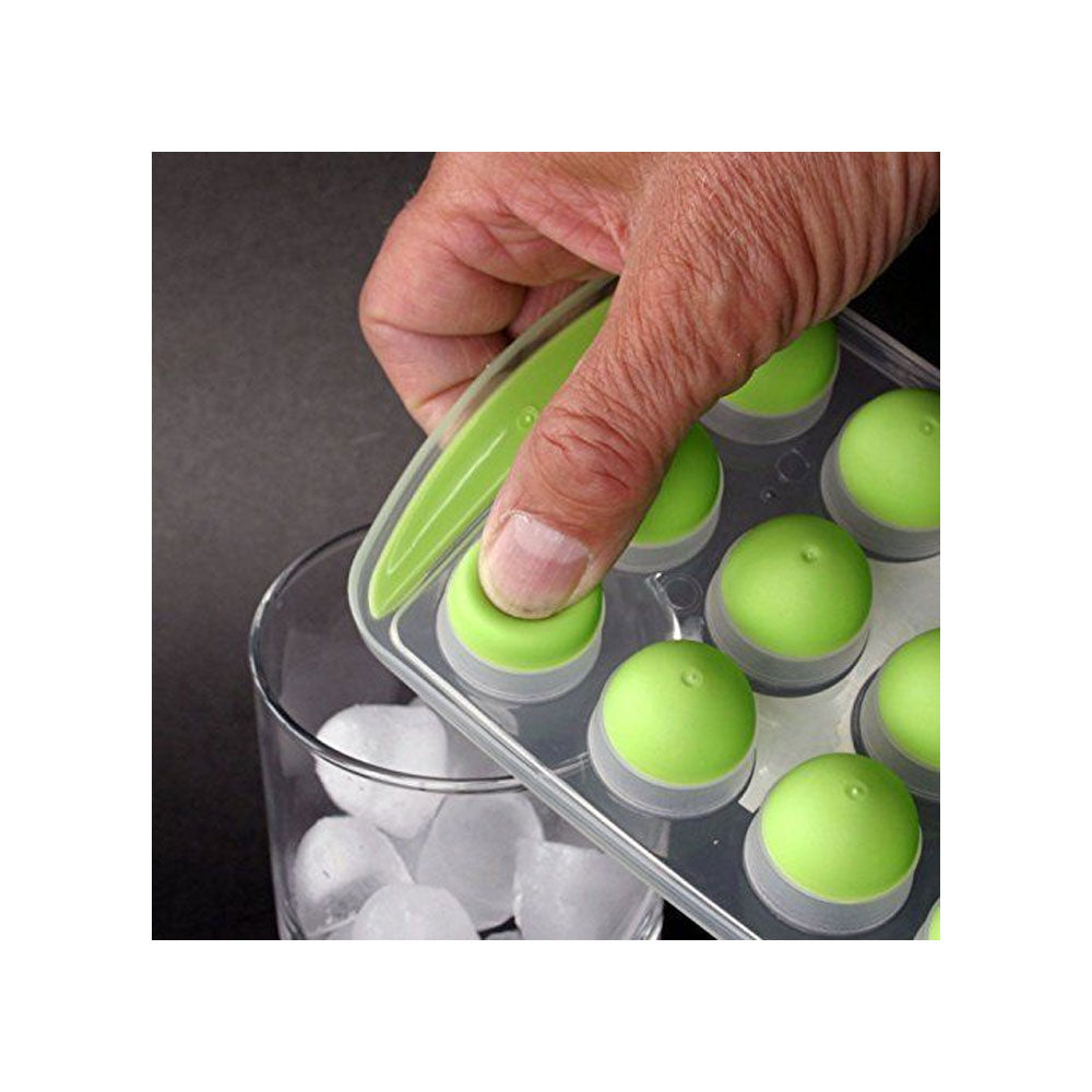2 PC Easy Push Out Silicone Ice Cube Tray with Flexible Bottom - Round Shape
