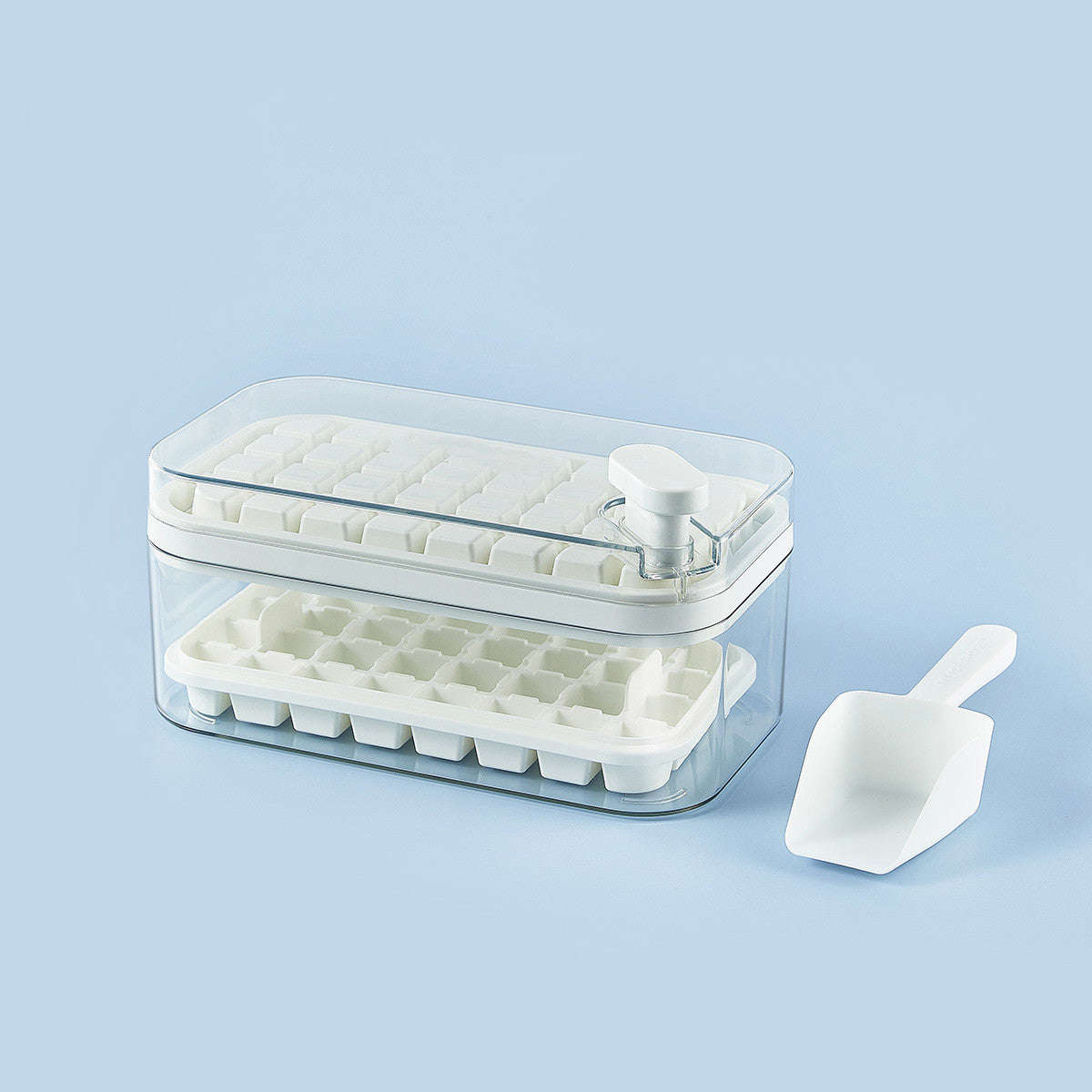 One-button Press Type Ice Mold Box with Storage Lid - Kitchen Accessories