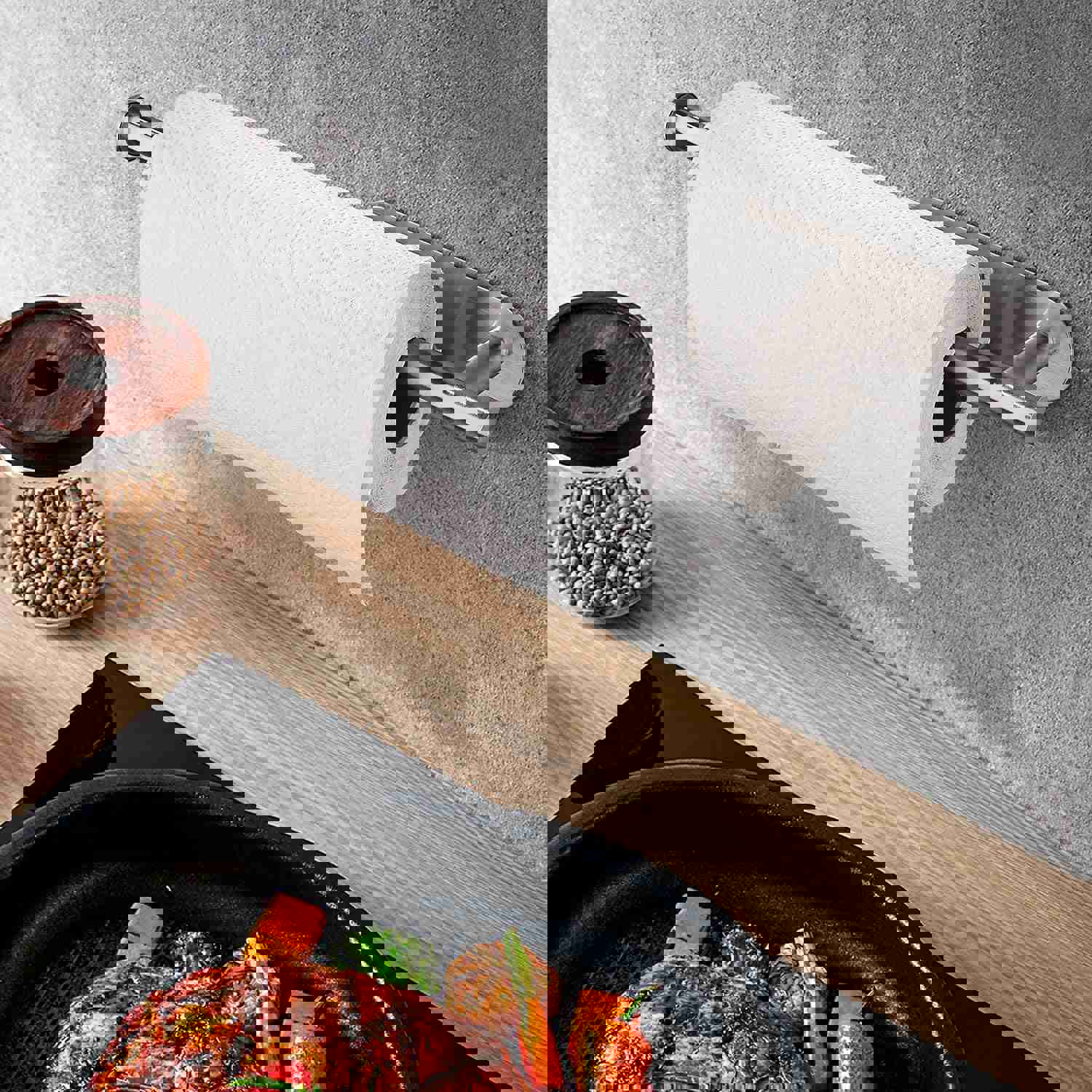 Stainless Steel Paper Towel Holder for Kitchen - Self-Adhesive Under Cabinet Mount