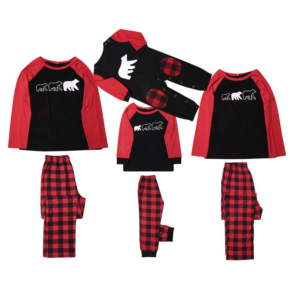 Fashion Family Christmas Plaid Pattern Pajamas Set Long Sleeve 2 Pieces Sleepwear Set
