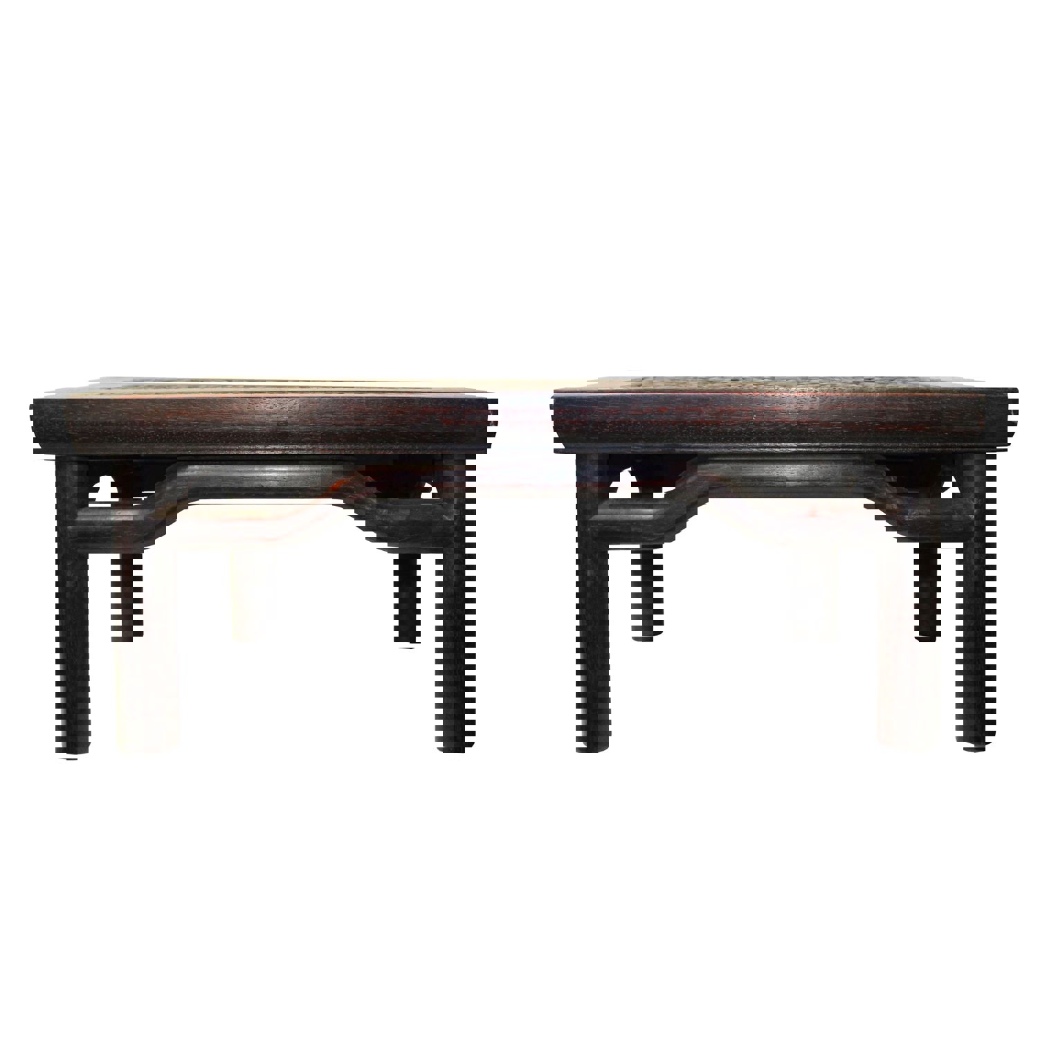 Brown Oriental Round Legs Dragon Rectangular Display Table Stand