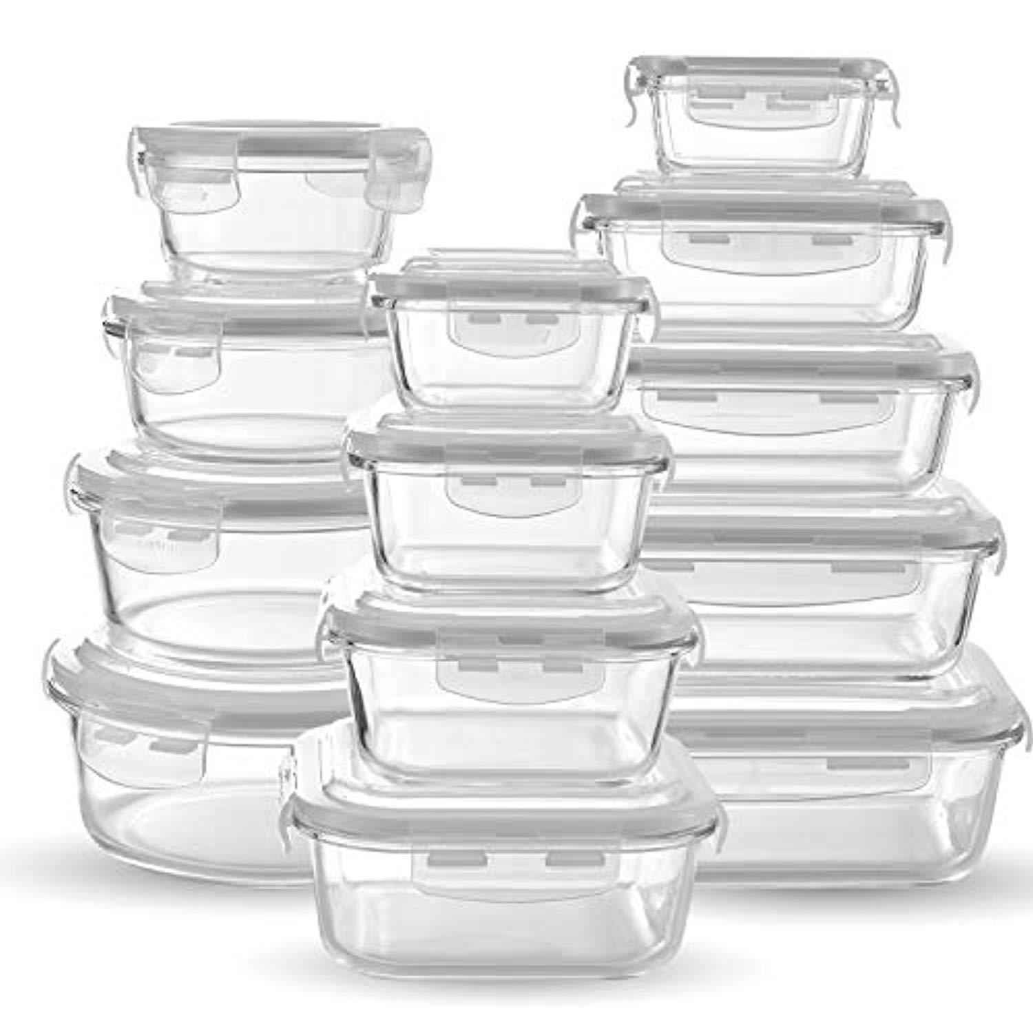 13-Piece Glass Food Storage Containers Set - Airtight, Leakproof, Microwave & Dishwasher Safe