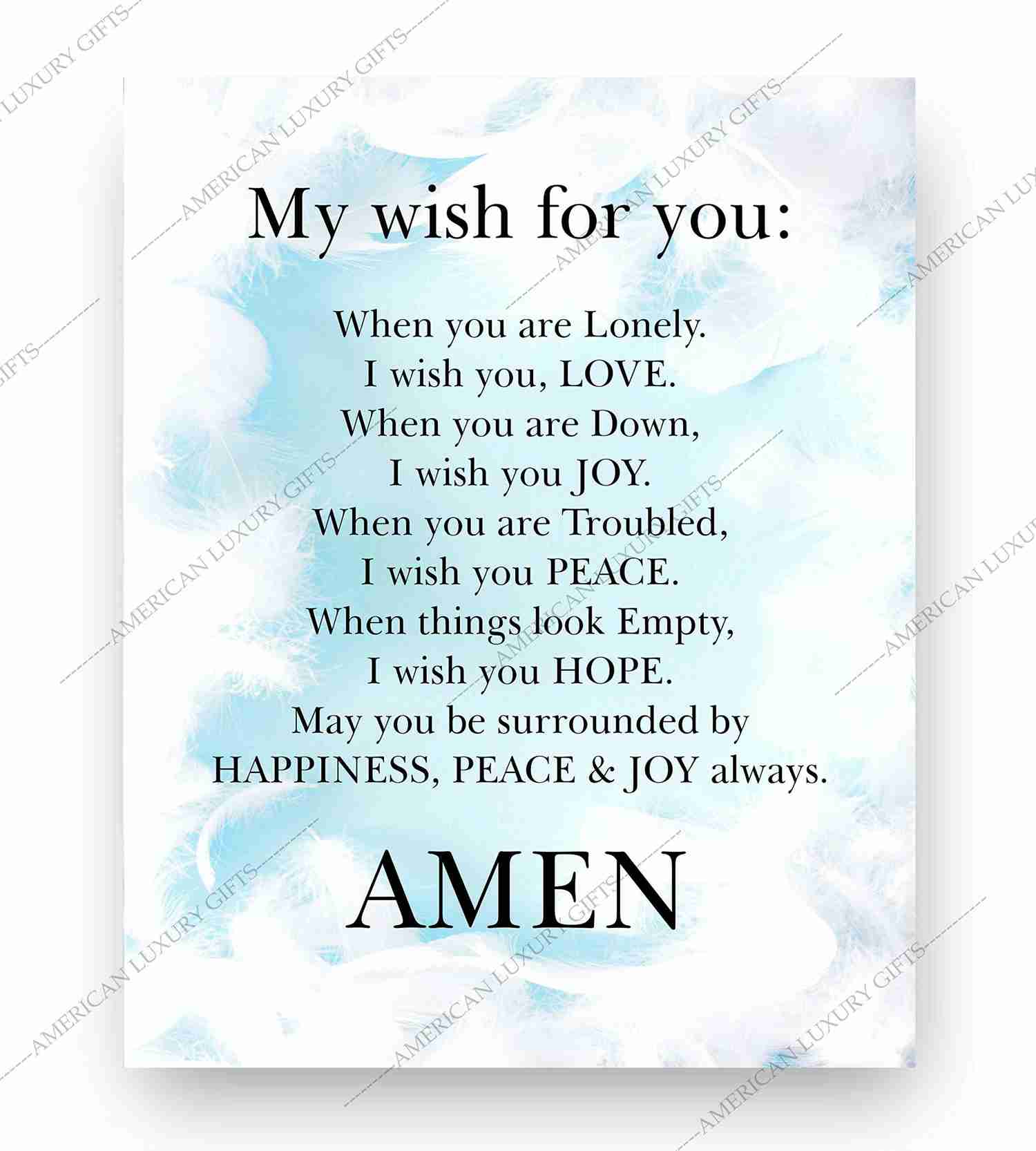 My Wish For You - Happiness, Peace & Joy Always Christian Prayer Wall Art - 8 x 10 Typographic Poster Print