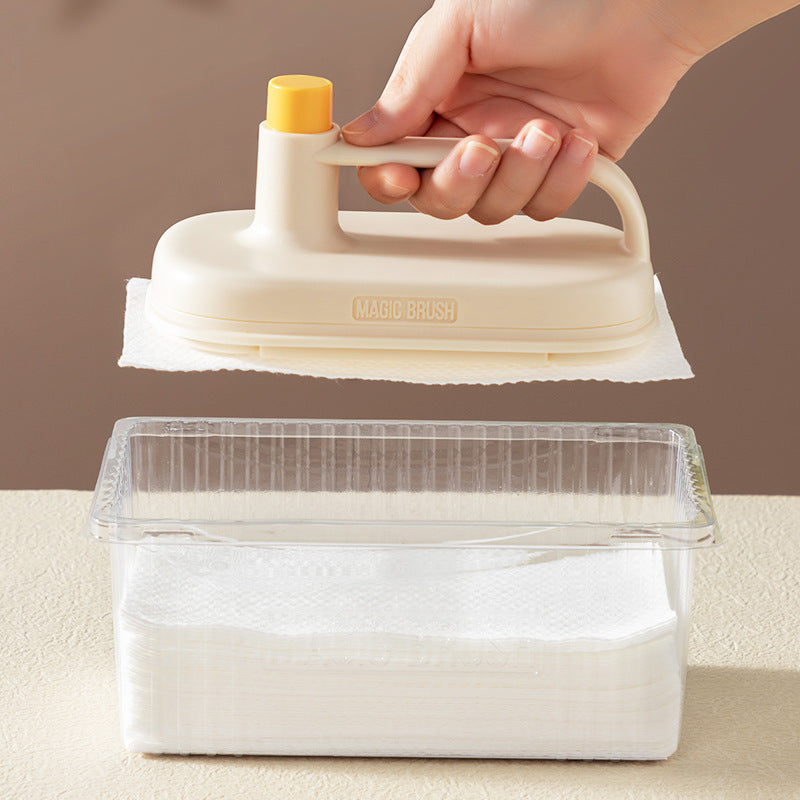 Magic Brush with 50pcs Disposable Rag - Kitchen Cleaning Gadget