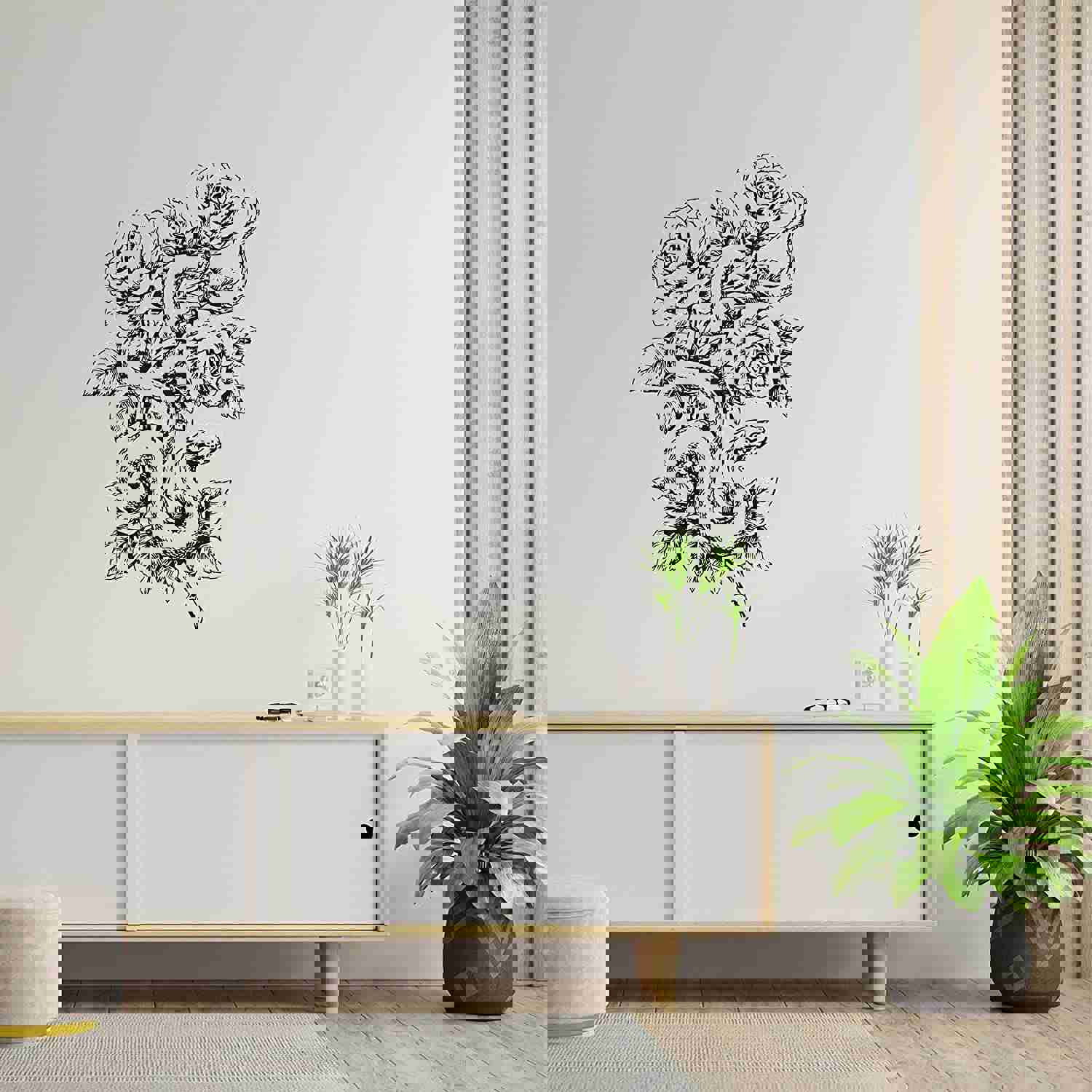 Animal Life Quote Vinyl Wall Sticker Decal - Snake Roses Snakes Rose Animal Animals Wild Life
