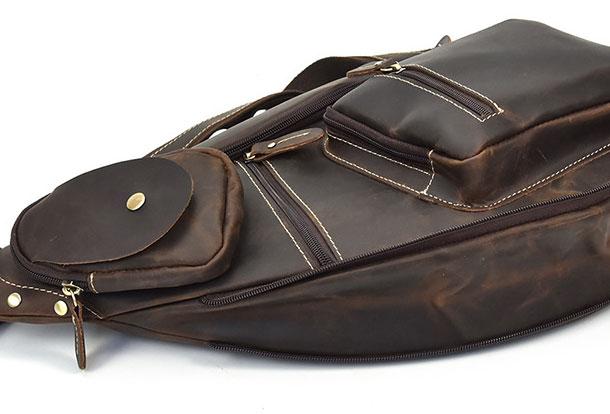 Genuine Leather Cool Chest Bag CrossBody Sling Bag for Men