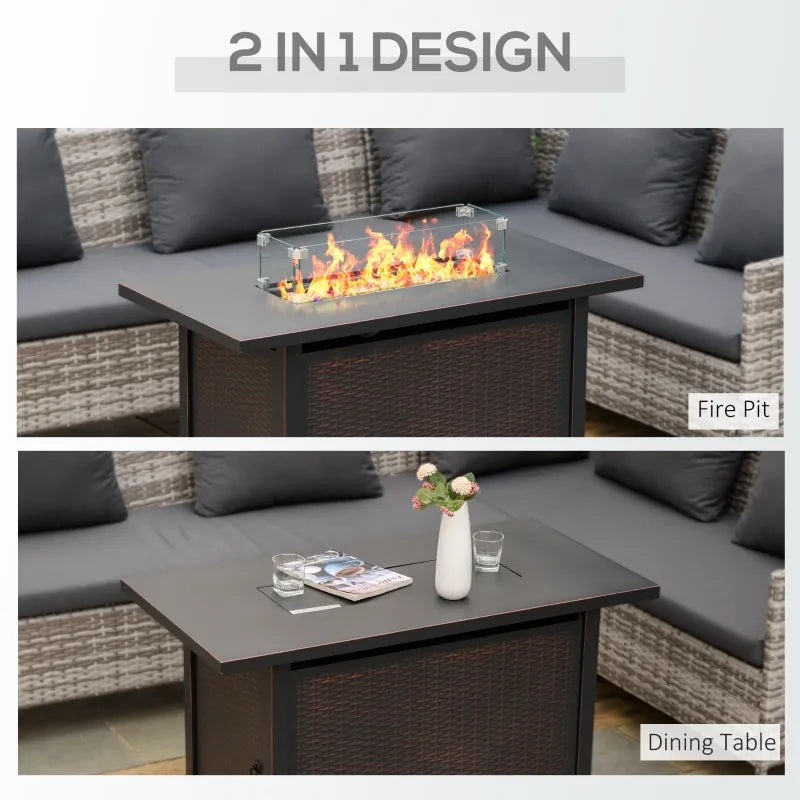 Outsunny 43 Inch Outdoor Propane Gas Fire Pit Table with Auto-Ignition and CSA Certification