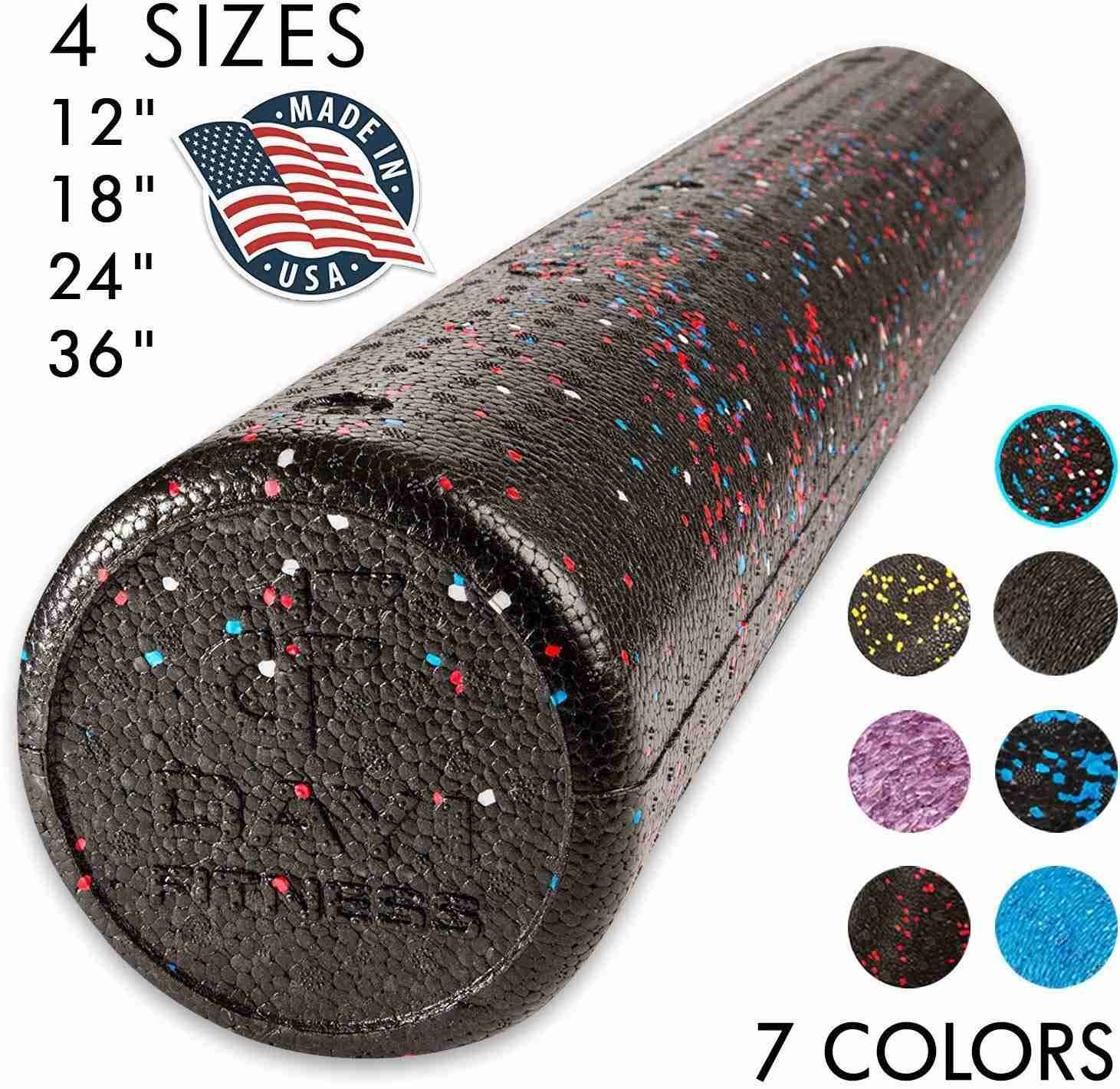 High Density Muscle Foam Rollers by Day 1 Fitness – 4 Sizes & 7 Colors for Sports Massage & Therapy