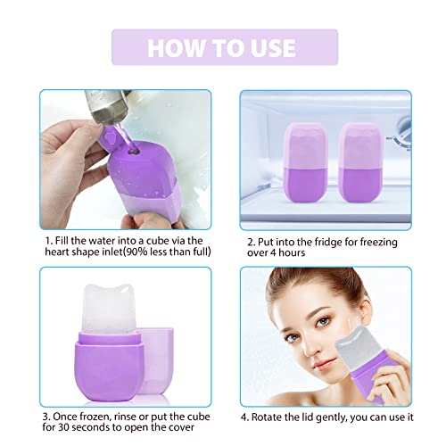 MAITING Ice Roller Silicone Facial and Eye Massager for Skin Care (Purple)