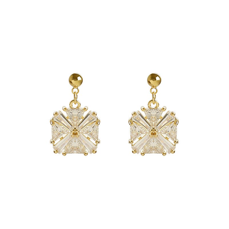 Elegant Square Zircon Drop Earrings for Women - Trendy Crystal Jewelry Gift
