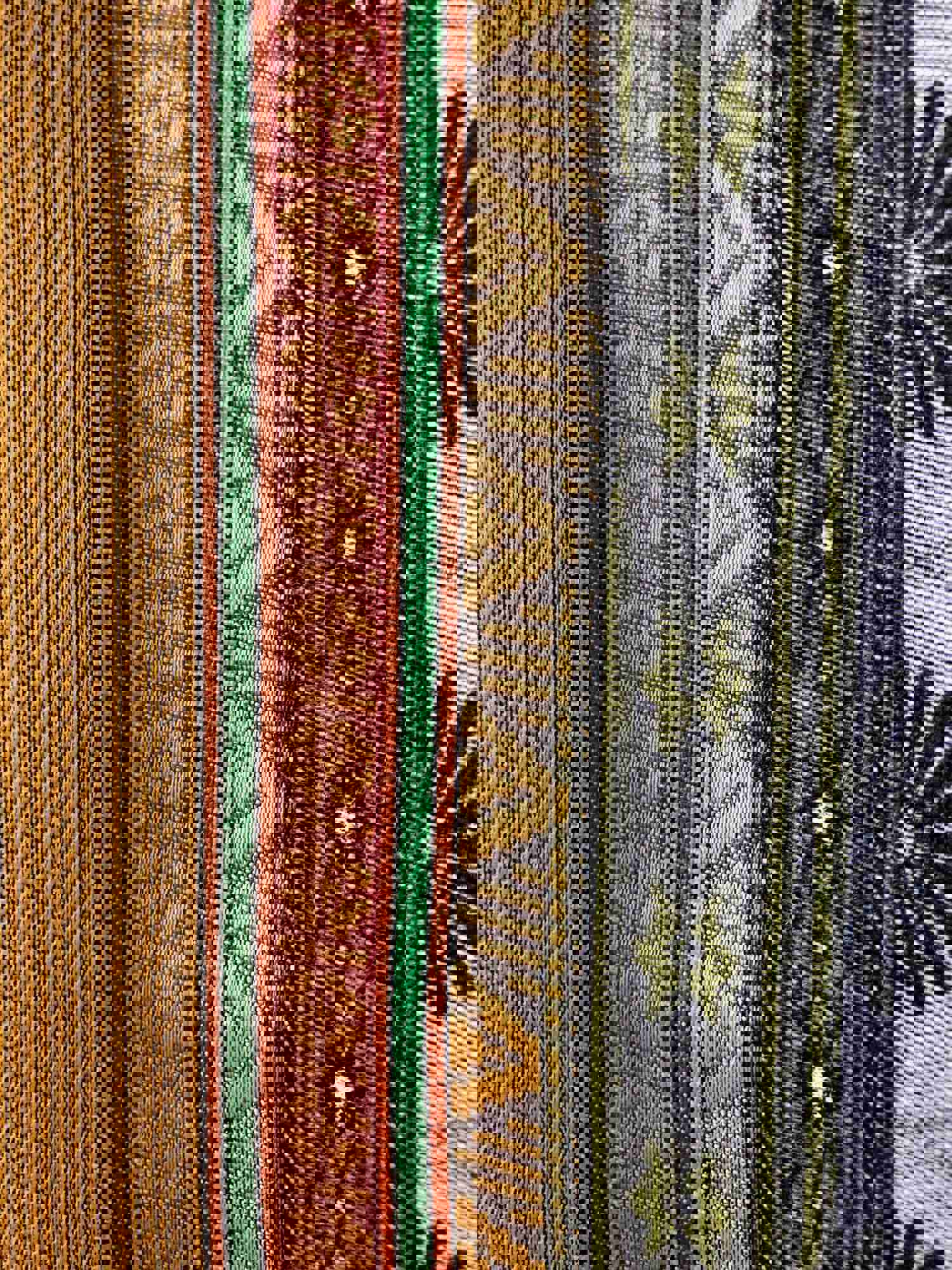 Peacock Semi Sheer Curtain in Black Sari Panel