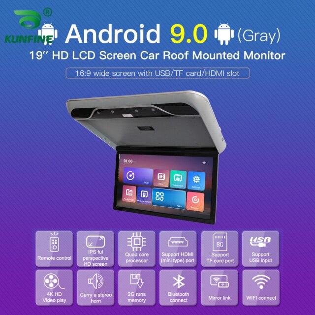 19 Inch Android 9.0 Car Roof Monitor with Flip Down Screen
