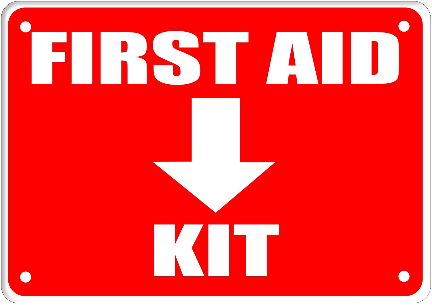 First Aid Kit Sign, Durable Plastic Safety Sign, 7 x 10 Inch, Red on White, Indoor/Outdoor Use
