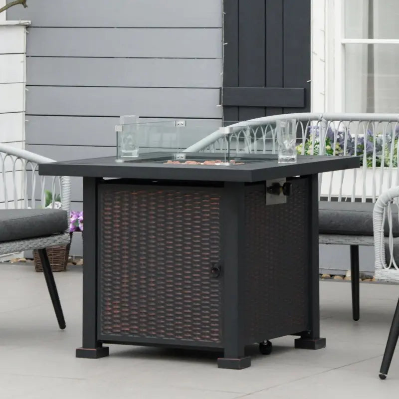 Outsunny 43 Inch Outdoor Propane Gas Fire Pit Table with Auto-Ignition and CSA Certification
