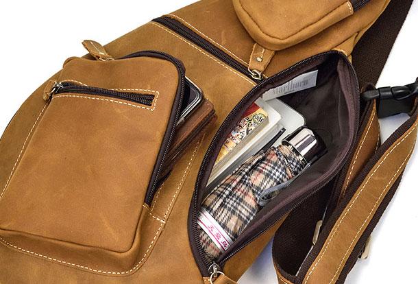 Genuine Leather Cool Chest Bag CrossBody Sling Bag for Men