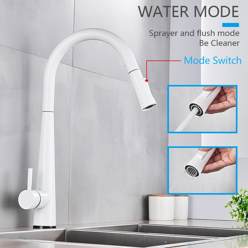 MIRODEMI® Smart Sensor Kitchen Faucet Mixer in White/Matte Black/Brushed Nickel
