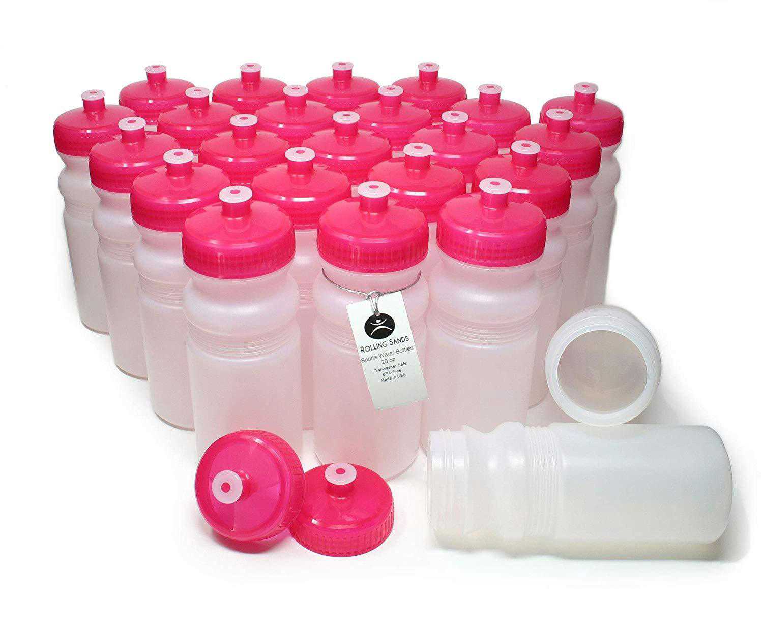 Rolling Sands 20 Ounce Sports Water Bottles 24 Pack - BPA-Free, Dishwasher Safe, Made in USA