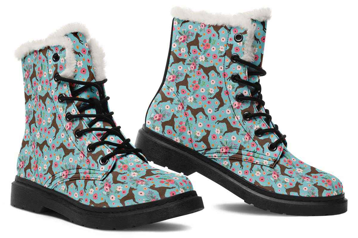 Miniature Pinscher Flower Winter Boots