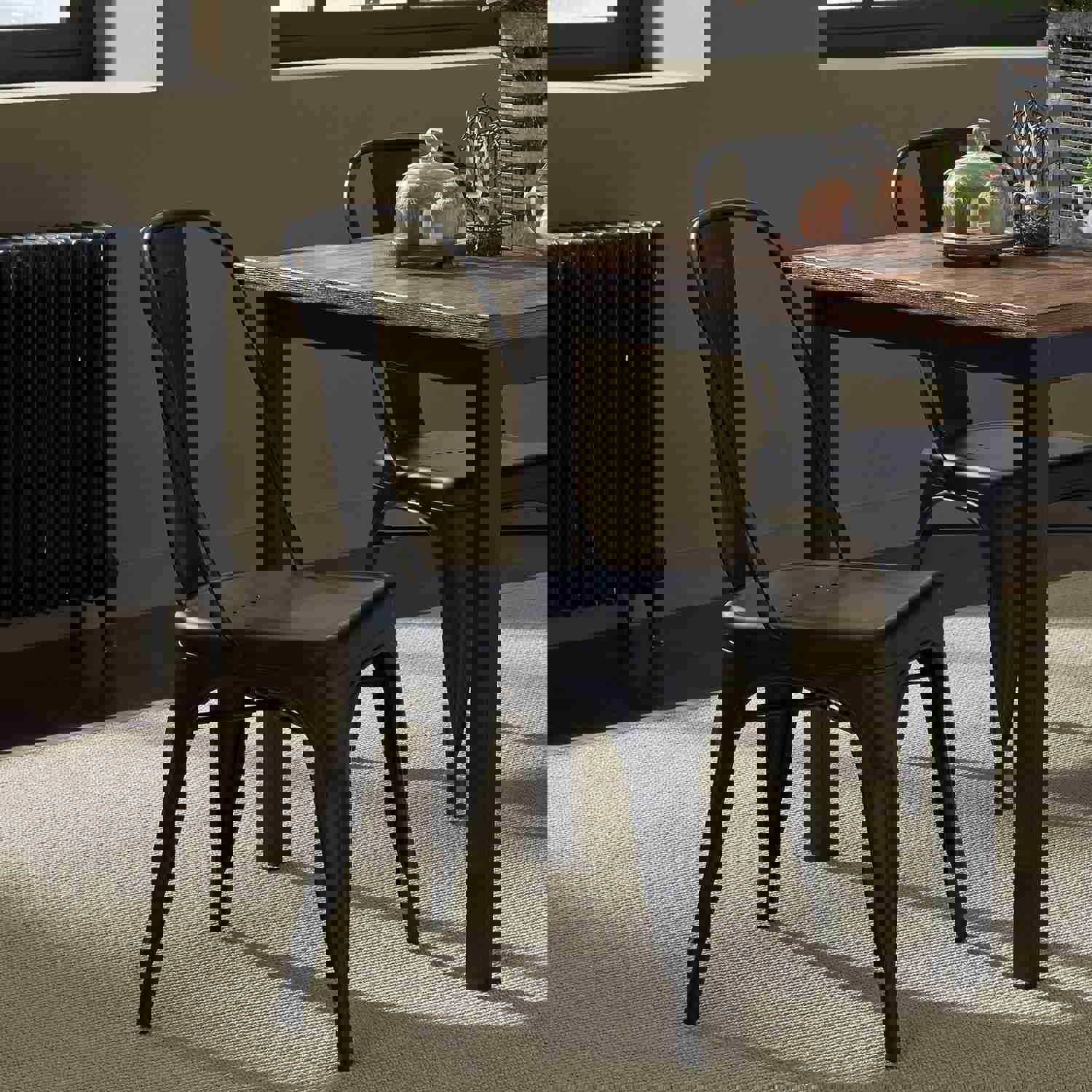 Vintage Series 5-Piece Rectangular Table Set with Metal Chairs