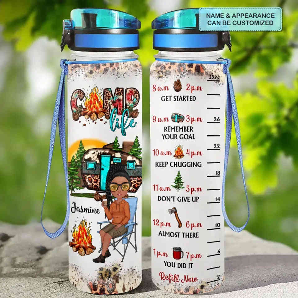 Personalized Custom Water Tracker Bottle - Motivational Hydration Bottle for Camping & Daily Use