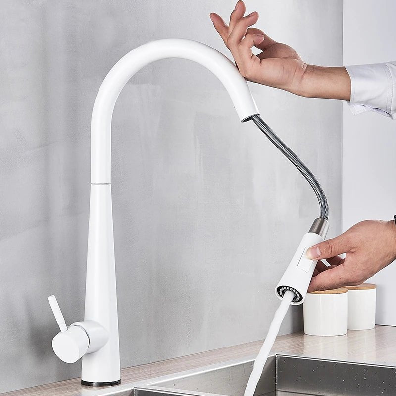 MIRODEMI® Smart Sensor Kitchen Faucet Mixer in White/Matte Black/Brushed Nickel