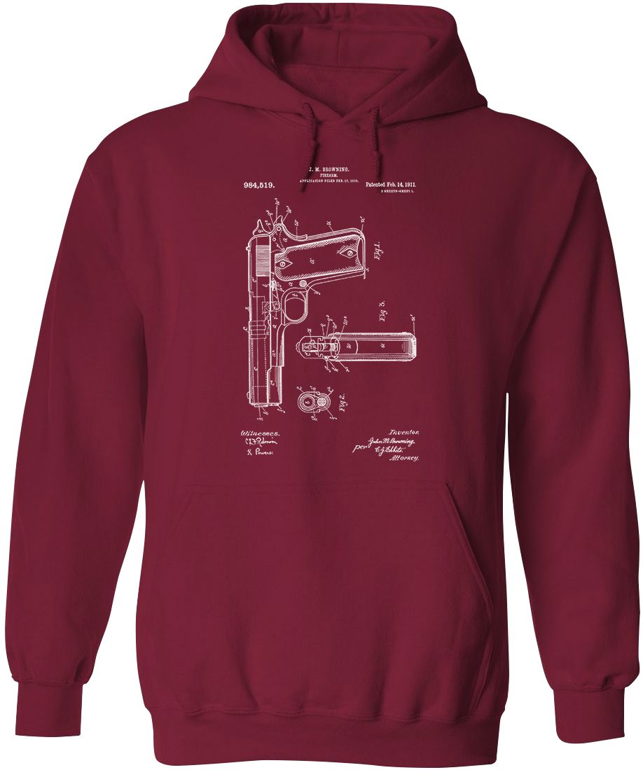 Colt 1911 Handgun Patent Mens Hoodie
