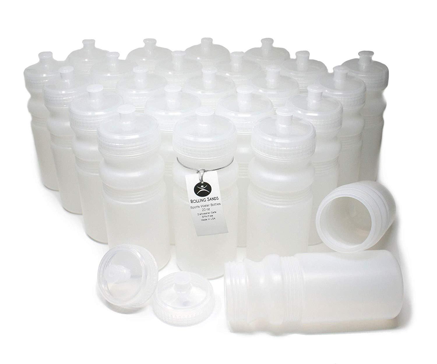 Rolling Sands 20 Ounce Sports Water Bottles 24 Pack - BPA-Free, Dishwasher Safe, Made in USA