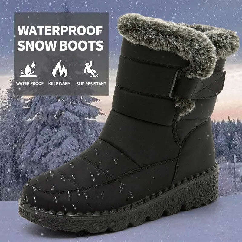 2023 New Faux Fur Waterproof Winter Snow Boots for Men & Women - Warm Platform Ankle Boots