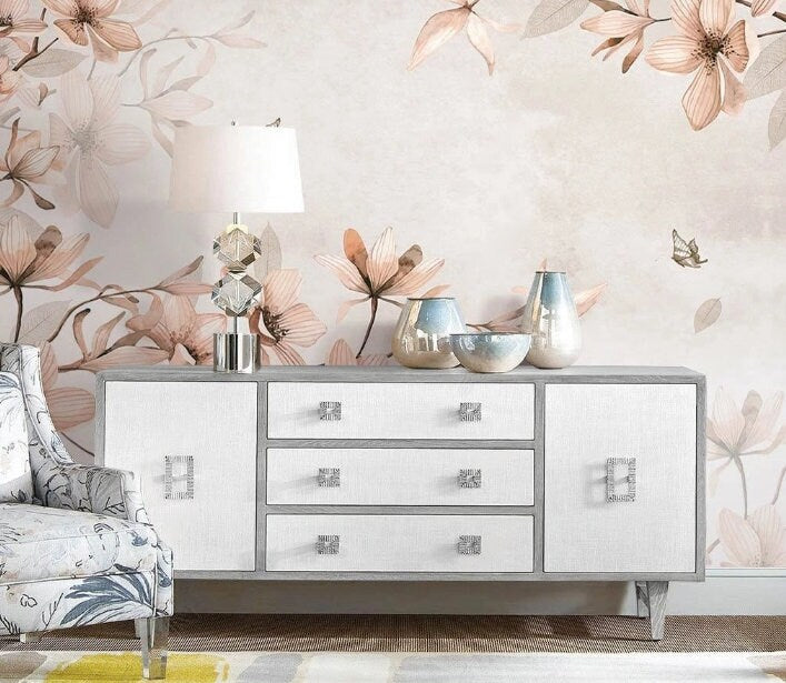 Magnolia Peel and Stick Wall Mural - Floral Self Adhesive Wallpaper