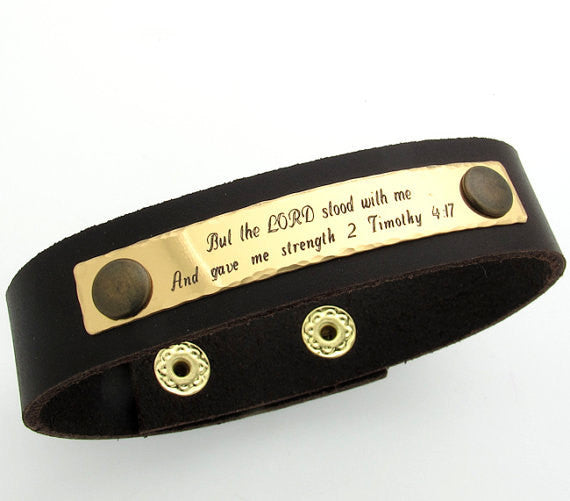 Personalized Leather Cuff Bracelet for Men - Engraved ID Gift