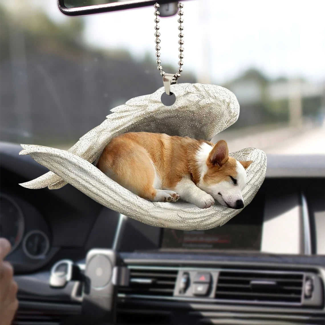Pembroke Welsh Corgi Sleeping Angel Wing - Memorial Dog Lover Rear View Mirror Car Accessories