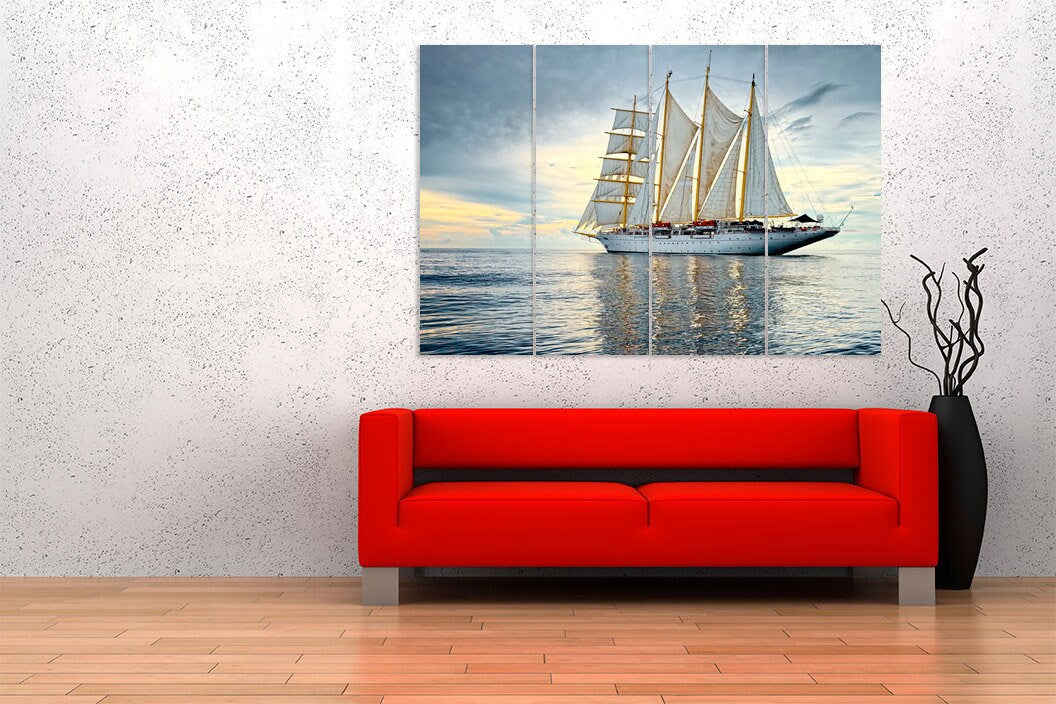 Seascape Painting Scarlet Witch Print Extra Large Multi Panel Light Blue Wall Art