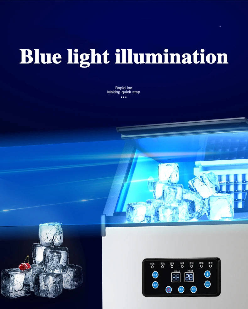 60KG 70KG 80KG Commercial Cube Ice Machine for Bar, Coffee Shop, Tea Shop, or Home Use