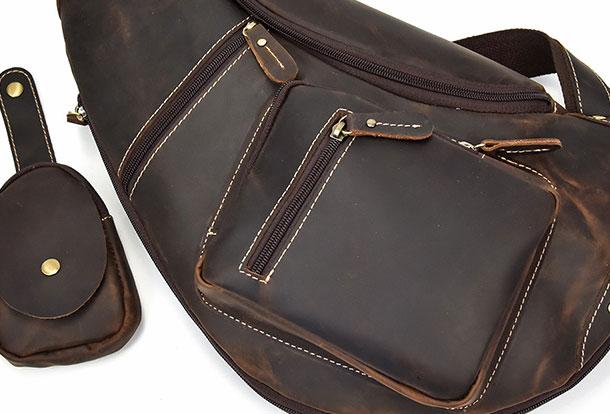 Genuine Leather Cool Chest Bag CrossBody Sling Bag for Men