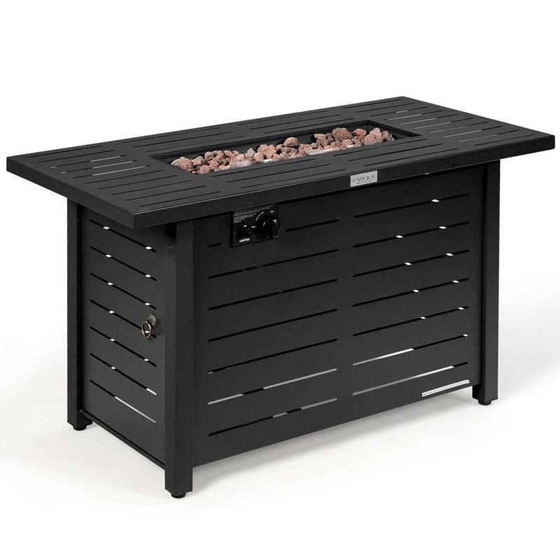 42 Rectangular Propane Fire Pit Table 60,000 BTU Gas Fire Pit with Solid Steel Frame & Waterproof Cover