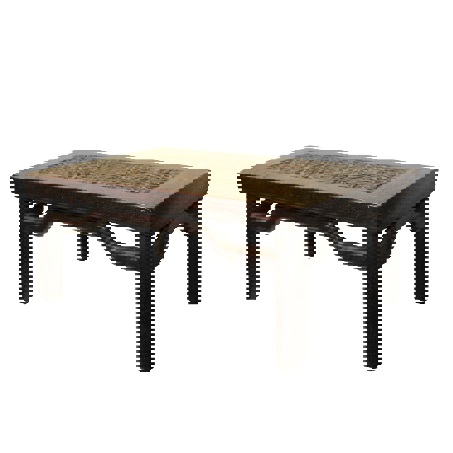 Brown Oriental Round Legs Dragon Rectangular Display Table Stand