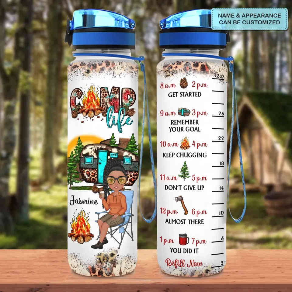 Personalized Custom Water Tracker Bottle - Motivational Hydration Bottle for Camping & Daily Use
