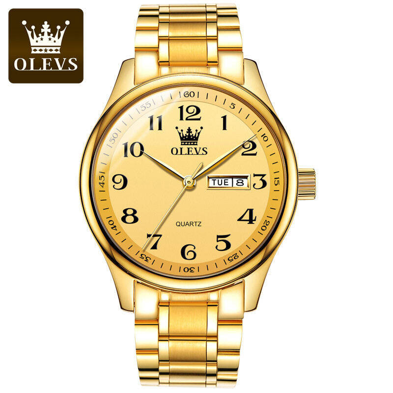 OLEVS 5567 Fashion Waterproof Steel Strap Calendar Business Quartz Casual Watch for Men and Women