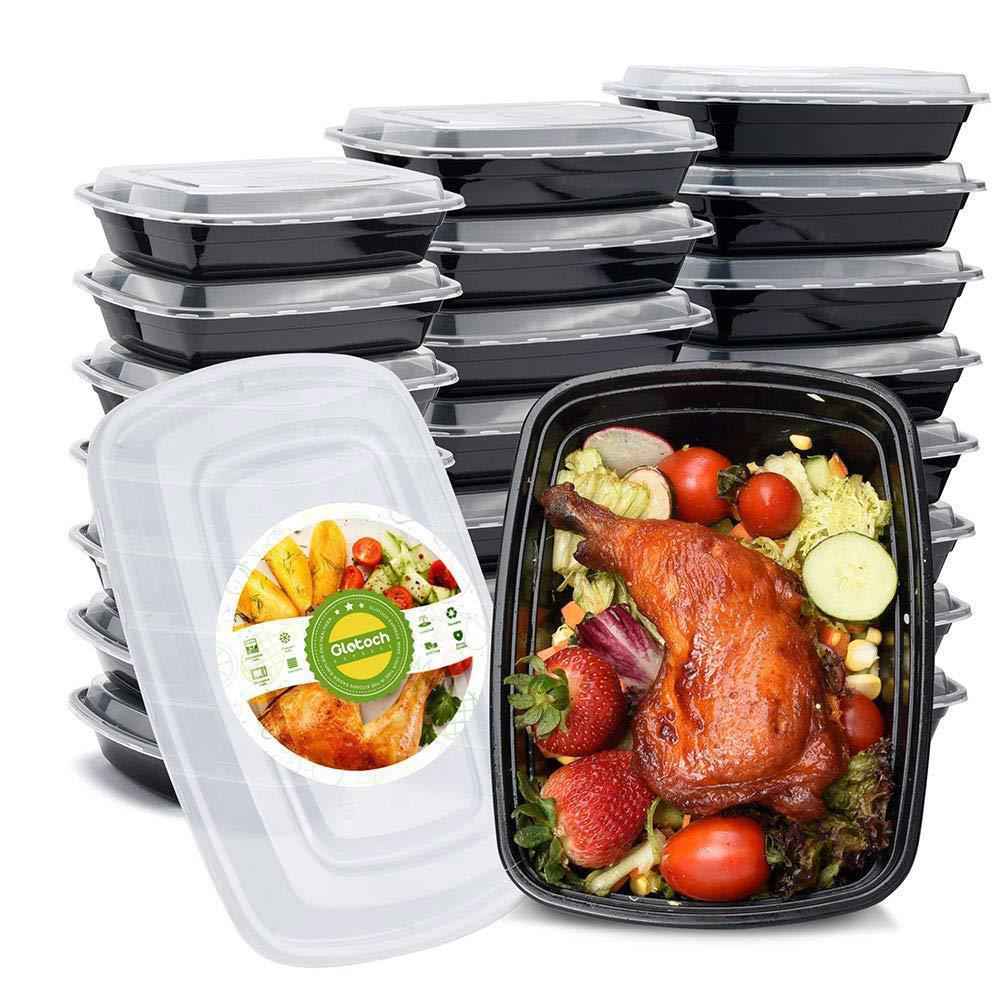 Glotoch Meal Prep Containers - 32oz Single Compartment with Lids, Microwave, Freezer & Dishwasher Safe (10-Pack)