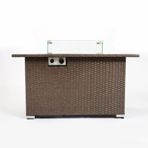 44 Inch Rectangle Fire Pit Table with 50,000 BTU, Brown