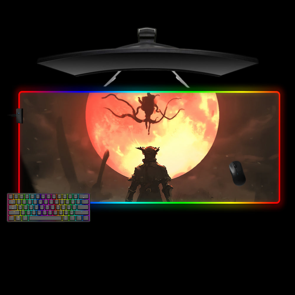 Bloodborne Moon Presence Design RGB Gaming Mouse Pad with LED Strip
