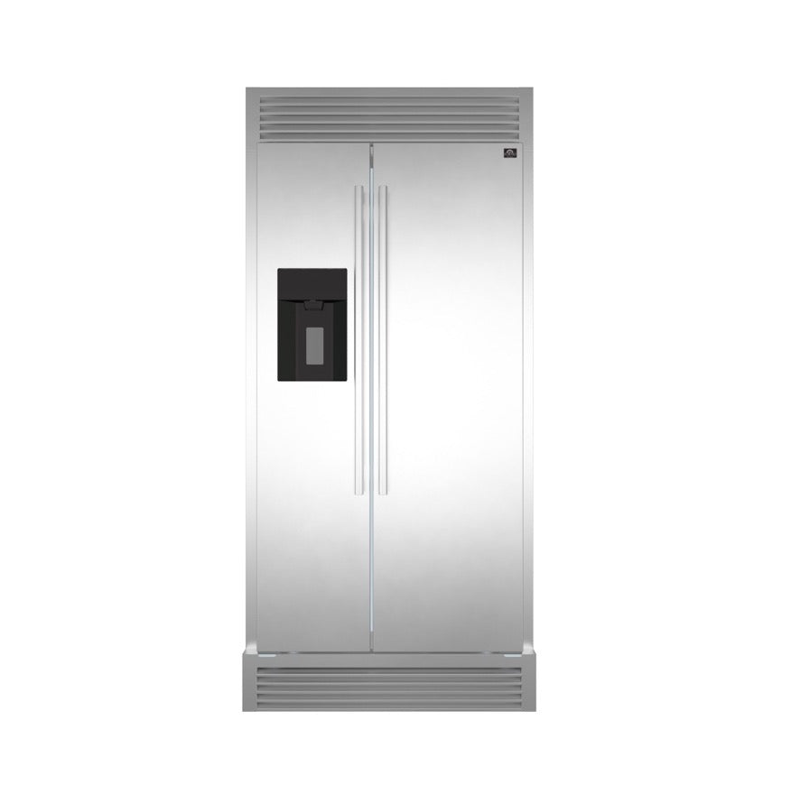 Forno 36-Inch Built-In Side-by-Side 20 cu.ft Stainless Steel Refrigerator with Water Dispenser & Ice Maker